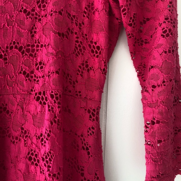 Free People Hot Pink Lace Scoop Neck Dress - Picture 4 of 6